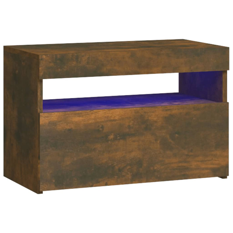 vidaXL füstös tölgy színű éjjeliszekrény LED világítással 60x35x40 cm