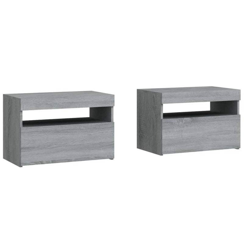 vidaXL 2 db szürke sonoma színű LED-es éjjeliszekrény 60x35x40 cm