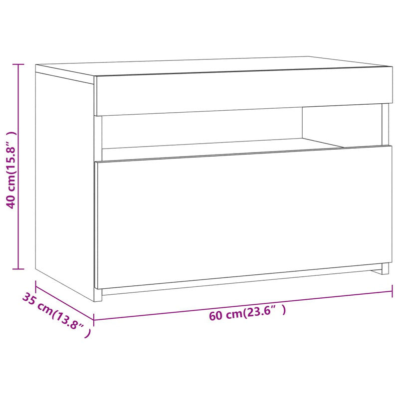 vidaXL 2 db szürke sonoma színű LED-es éjjeliszekrény 60x35x40 cm