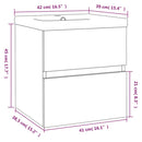 vidaXL füstös tölgy színű fatermék mosdószekrény beépített mosdóval