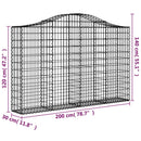 vidaXL íves horganyzott vas gabion kosár 200x30x120/140 cm
