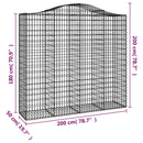vidaXL íves horganyzott vas gabion kosár 200x50x180/200 cm