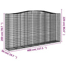 vidaXL íves horganyzott vas gabion kosár 400x50x200/220 cm