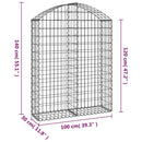 vidaXL íves horganyzott vas gabion kosár 100x30x120/140 cm