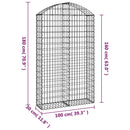 vidaXL íves horganyzott vas gabion kosár 100x30x160/180 cm
