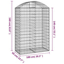 vidaXL íves horganyzott vas gabion kosár 100x50x140/160 cm