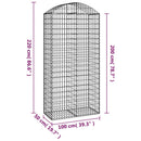 vidaXL íves horganyzott vas gabion kosár 100x50x200/220 cm