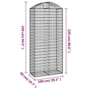 vidaXL íves horganyzott vas gabion kosár 100x50x220/240 cm