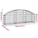vidaXL íves horganyzott vas gabion kosár 150x30x40/60 cm