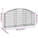 vidaXL íves horganyzott vas gabion kosár 150x30x60/80 cm