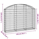 vidaXL íves horganyzott vas gabion kosár 150x30x100/120 cm