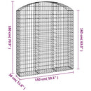 vidaXL íves horganyzott vas gabion kosár 150x30x160/180 cm