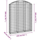 vidaXL íves horganyzott vas gabion kosár 150x30x180/200 cm