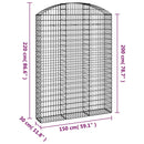 vidaXL íves horganyzott vas gabion kosár 150x30x200/220 cm