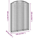 vidaXL íves horganyzott vas gabion kosár 150x30x220/240 cm
