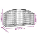 vidaXL íves horganyzott vas gabion kosár 150x50x60/80 cm