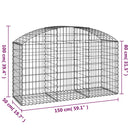 vidaXL íves horganyzott vas gabion kosár 150x50x80/100 cm