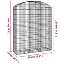 vidaXL íves horganyzott vas gabion kosár 150x50x180/200 cm