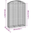 vidaXL íves horganyzott vas gabion kosár 150x50x200/220 cm