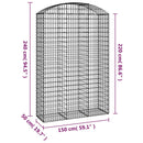 vidaXL íves horganyzott vas gabion kosár 150x50x220/240 cm