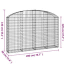 vidaXL íves horganyzott vas gabion kosár 200x30x120/140 cm