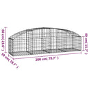 vidaXL íves horganyzott vas gabion kosár 200x50x40/60 cm