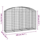 vidaXL íves horganyzott vas gabion kosár 200x50x120/140 cm