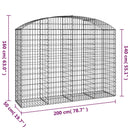 vidaXL íves horganyzott vas gabion kosár 200x50x140/160 cm