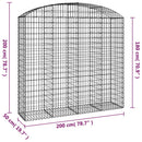 vidaXL íves horganyzott vas gabion kosár 200x50x180/200 cm