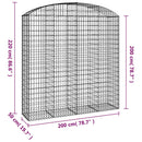 vidaXL íves horganyzott vas gabion kosár 200x50x200/220 cm