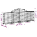 vidaXL íves horganyzott vas gabion kosár 200x30x60/80 cm