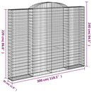 vidaXL íves horganyzott vas gabion kosár 300 x 30 x 220/240 cm