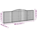 vidaXL íves horganyzott vas gabion kosár 400x30x120/140 cm