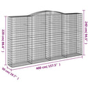 vidaXL íves horganyzott vas gabion kosár 400x50x220/240 cm