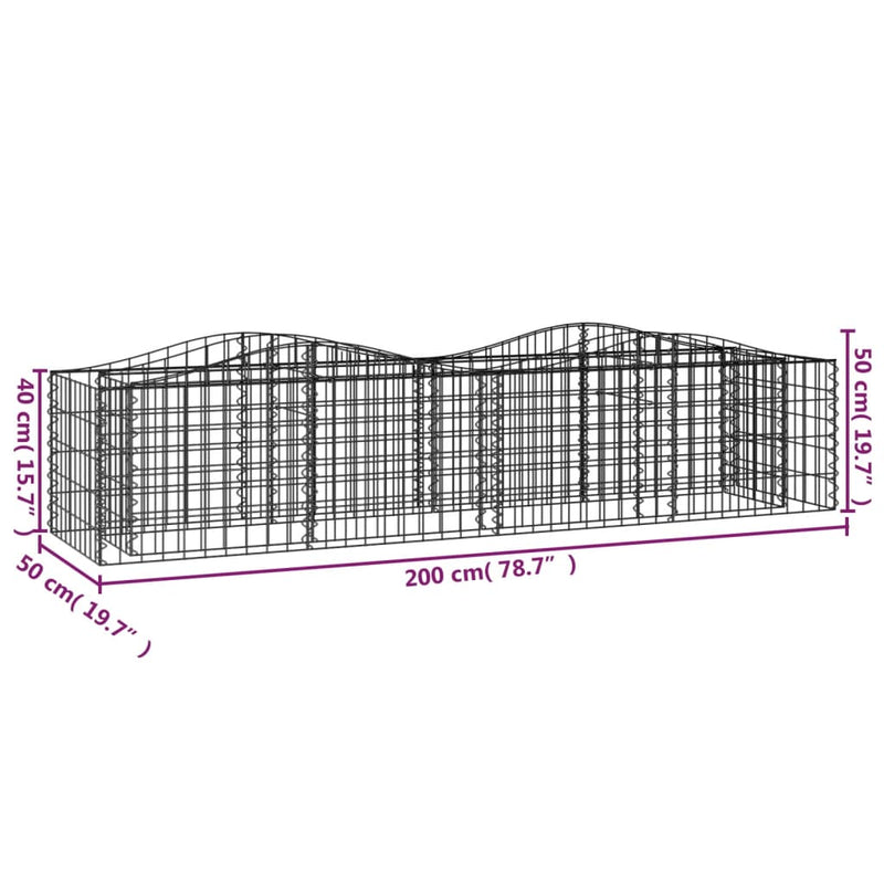 vidaXL íves horganyzott vas gabion magaságyás 200x50x50 cm