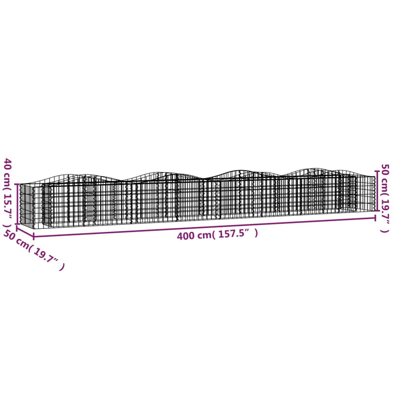 vidaXL íves horganyzott vas gabion magaságyás 400x50x50 cm