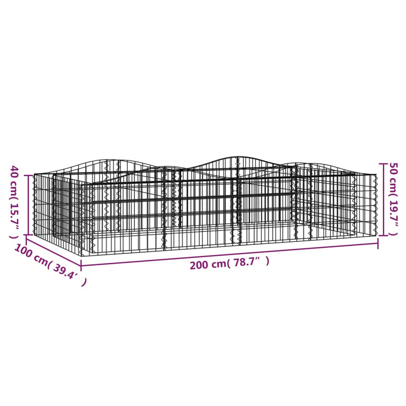 vidaXL íves horganyzott vas gabion magaságyás 200x100x50 cm