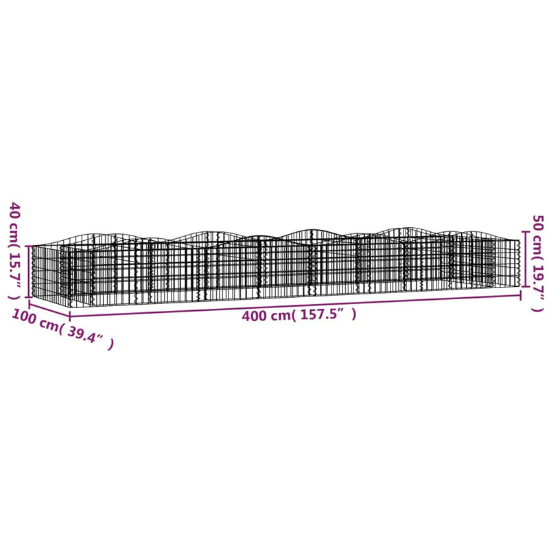 vidaXL íves horganyzott vas gabion magaságyás 400x100x50 cm