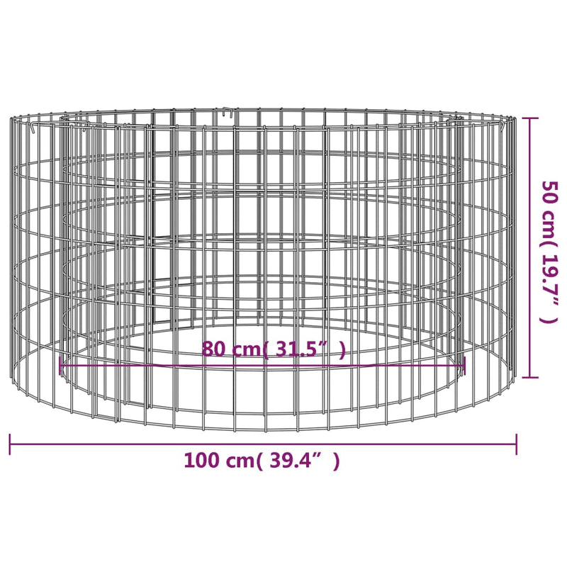 vidaXL horganyzott vas gabion tűzrakó Ø 100 cm