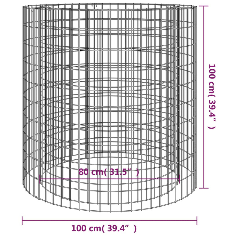 vidaXL horganyzott vas gabion tűzrakó Ø 100 cm