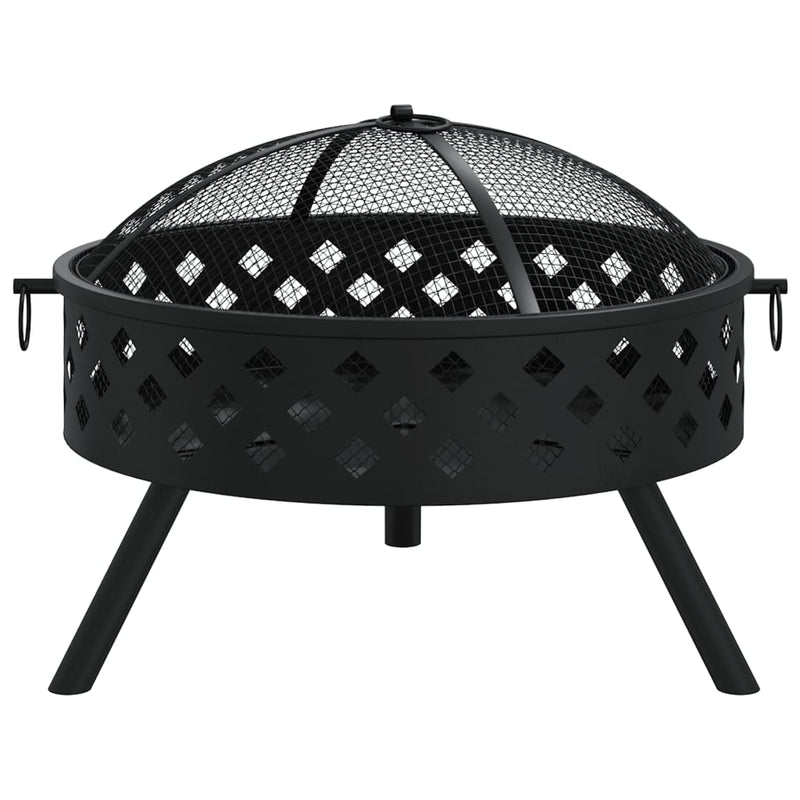 vidaXL acél XXL méretű tűztál piszkavassal 58 cm