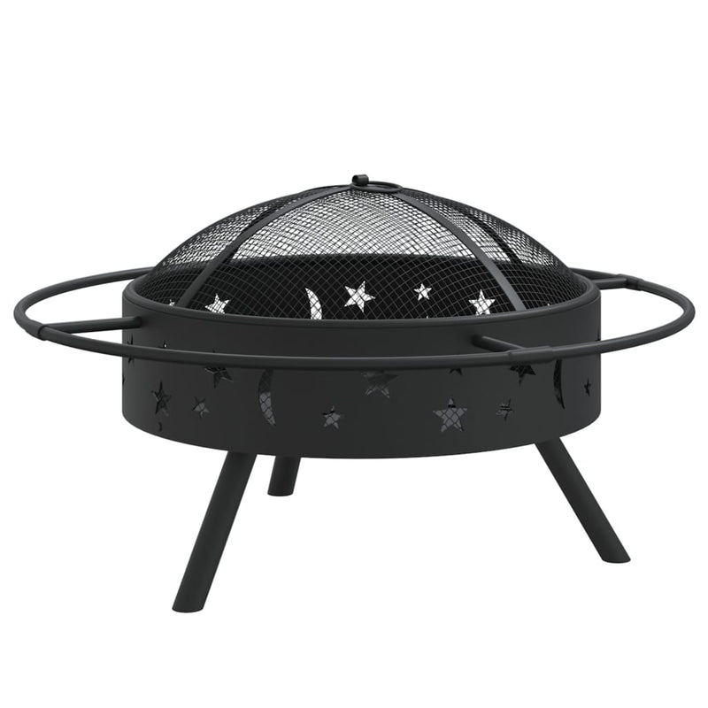 vidaXL acél XXL méretű tűztál piszkavassal 70 cm