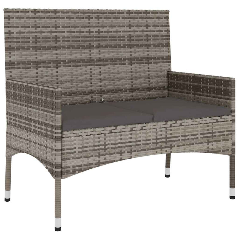 vidaXL 2 személyes szürke polyrattan kerti kanapé párnával