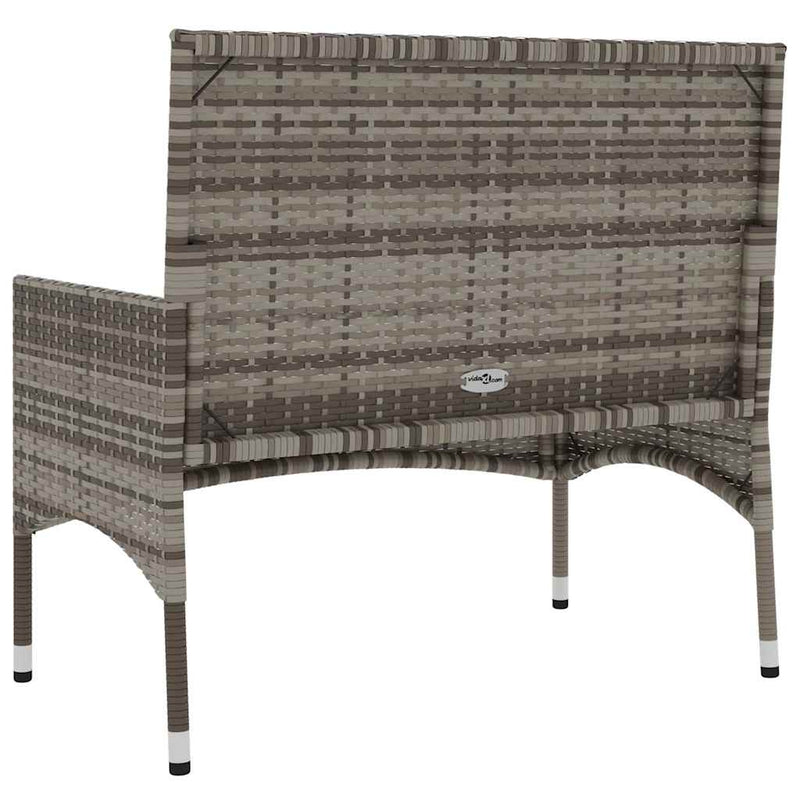 vidaXL 2 személyes szürke polyrattan kerti kanapé párnával