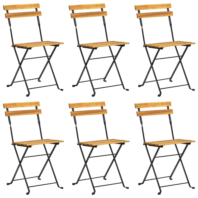vidaXL 6 darab acél és tömör akácfa összecsukható kerti szék