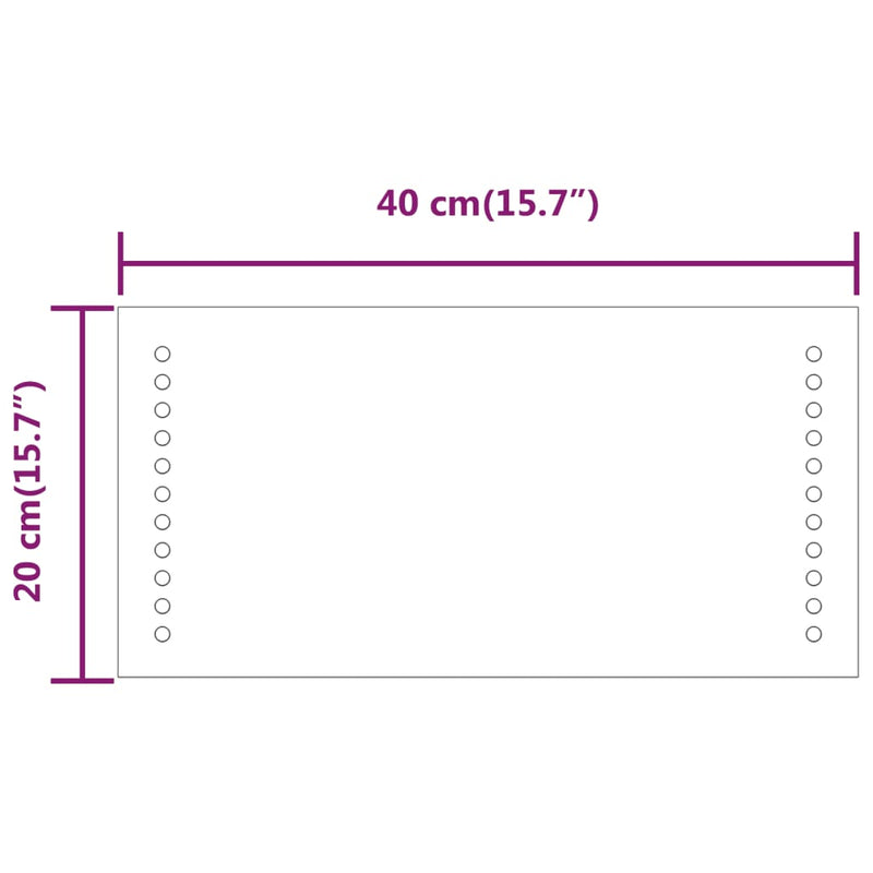 vidaXL LED-es fürdőszobatükör 20x40 cm