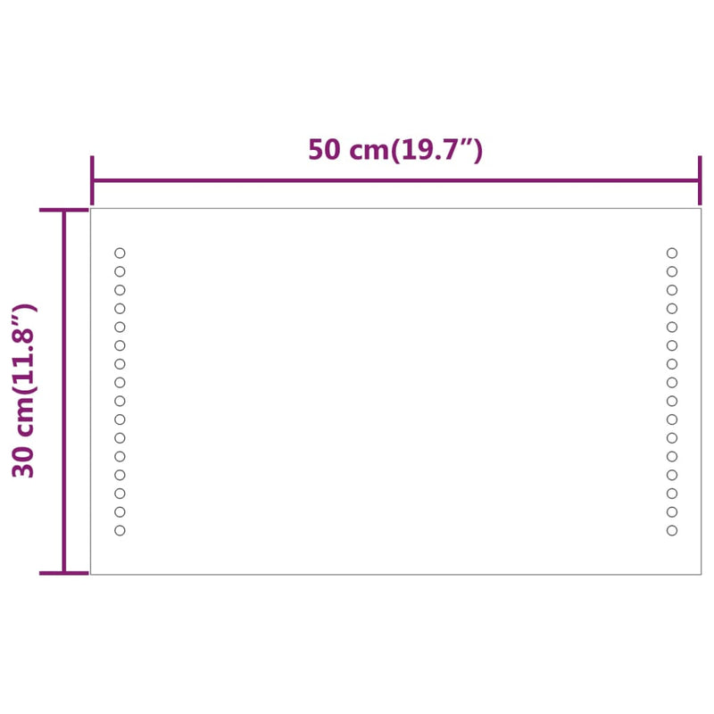 vidaXL LED-es fürdőszobatükör 30 x 50 cm