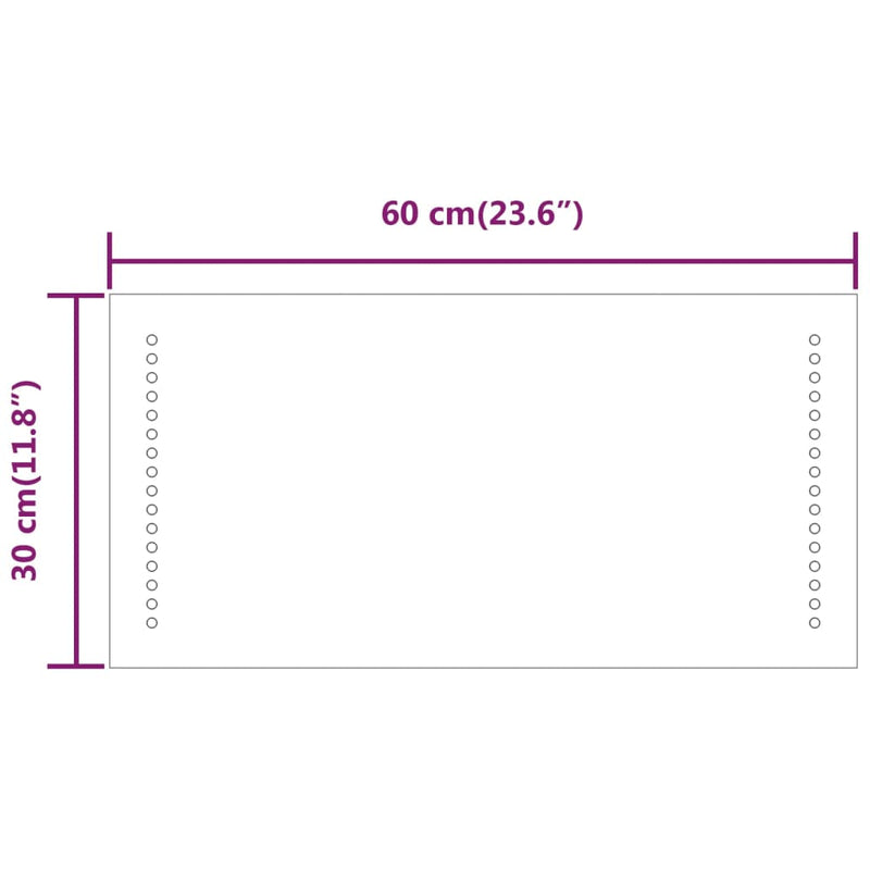 vidaXL LED-es fürdőszobatükör 30x60 cm