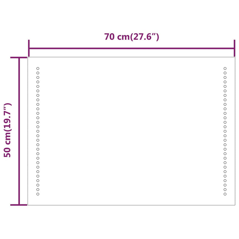 vidaXL LED-es fürdőszobatükör 50 x 70 cm