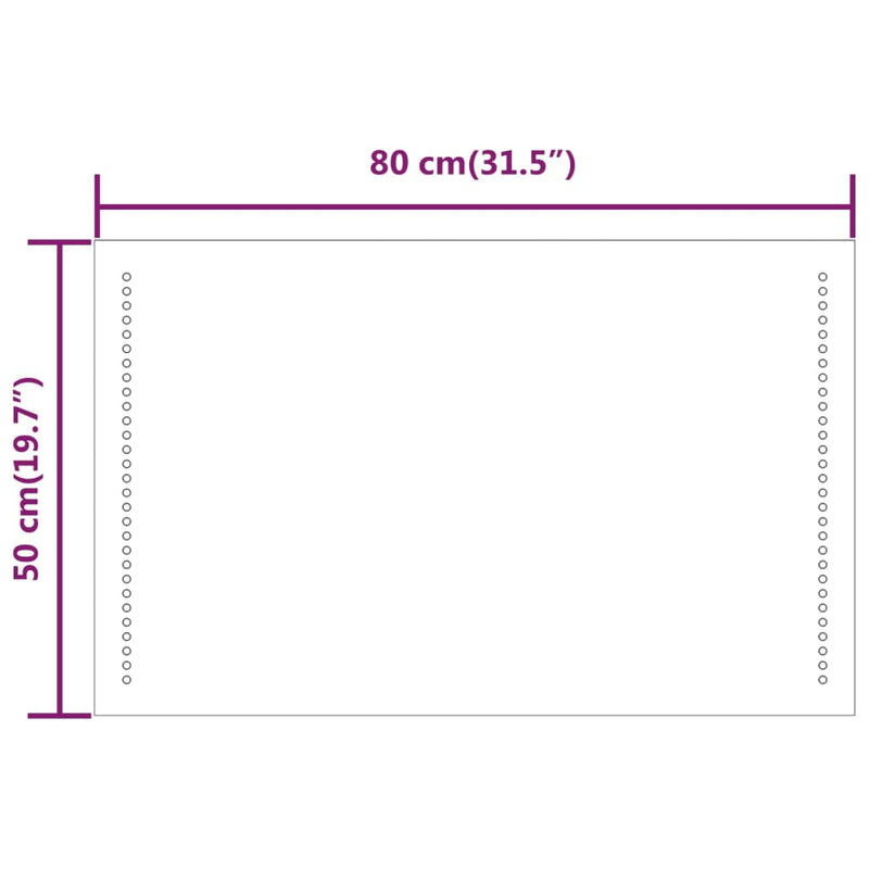 vidaXL LED-es fürdőszobatükör 50x80 cm